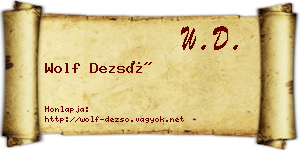 Wolf Dezső névjegykártya
