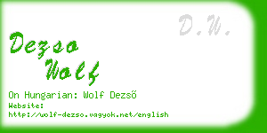 dezso wolf business card